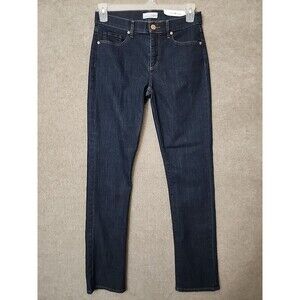 Loft Straight Jeans Womens 6 28 Tall Blue Dark Wash Stretch NEW